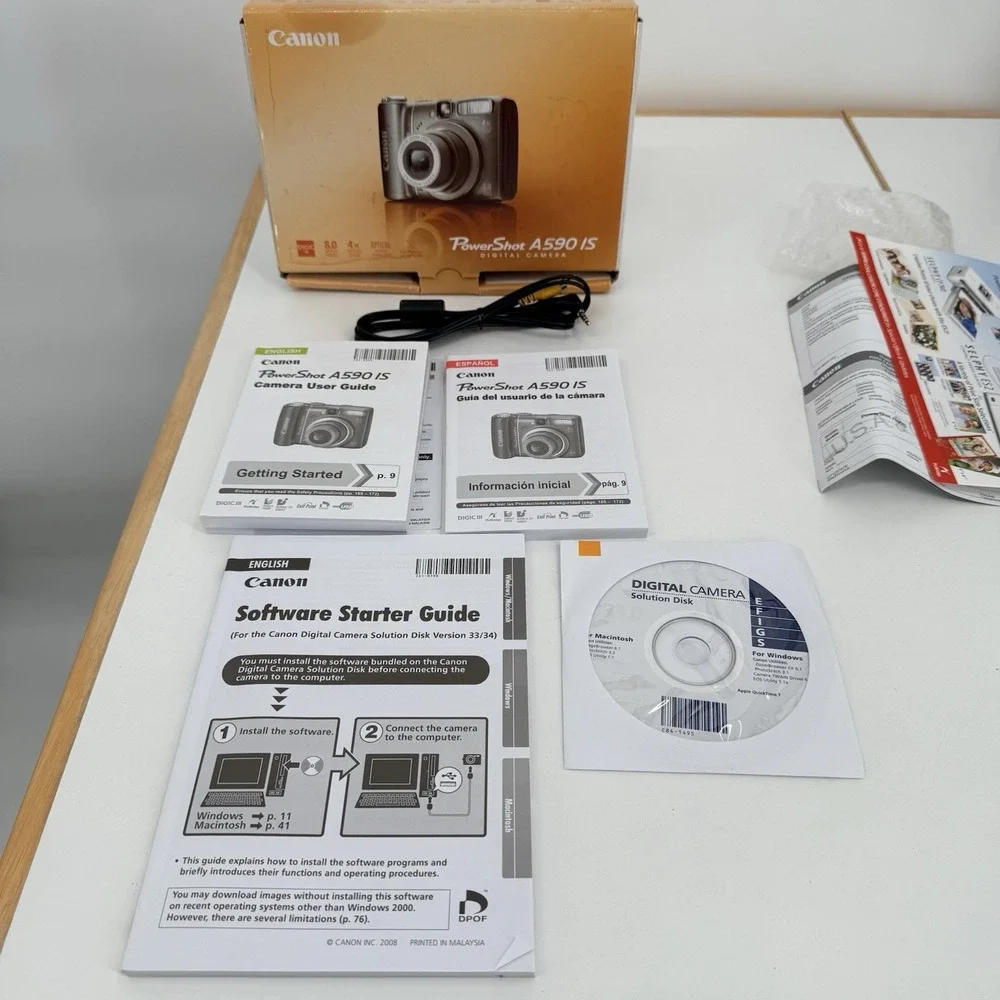 CANON POWERSHOT A590 IS Box, Manuals, and Cable Only‎ -NO CAMERA
